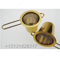 瑞申304不锈钢金色手柄茶漏 泡茶器茶叶双耳茶具配件茶隔 滤茶器