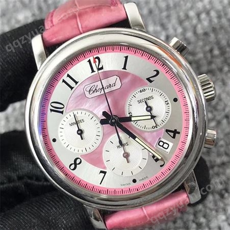 名表回收寄卖-奢盟汇-萧邦艾尔顿约翰系列女士腕表-精钢表壳-粉色贝母表带-萧邦二手手表寄卖