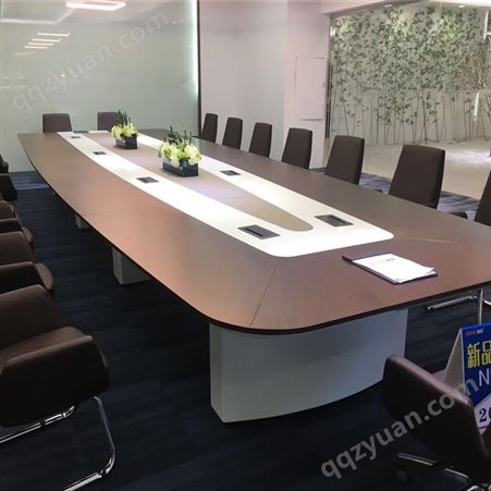 办公家具椭圆形实木油漆会议桌  大型长条桌椅 组合贴木皮油漆