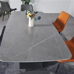 鼎富岩板餐桌椅组合6人吃饭桌子现代简约餐桌DF-084