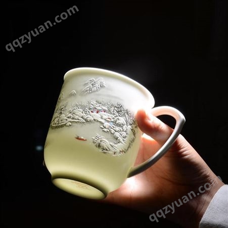 骨质瓷杯 会议杯手绘骨瓷杯 会议陶瓷杯定制logo 休闲骨瓷水杯陶瓷杯批发