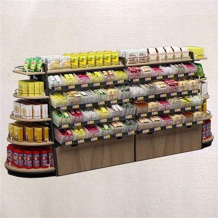 坚塔零食店货架四层透明盒子展示