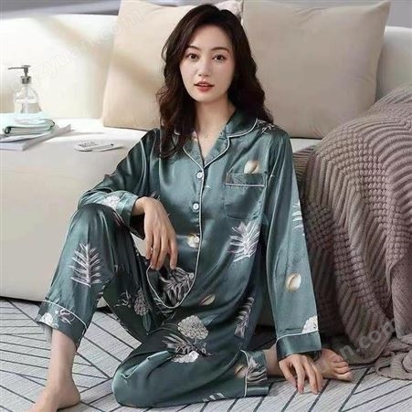 新款睡衣女韩版 印花可爱卡通套装 宽松薄款休闲家居服 品牌折扣女装