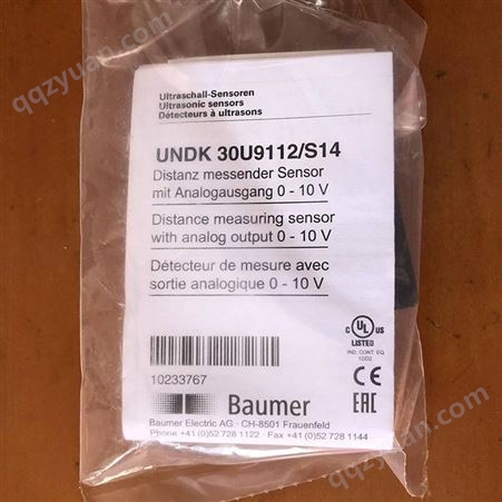 baumer超声波传感器UNDK30U9112/S14宝盟UNDK30U9103/S14