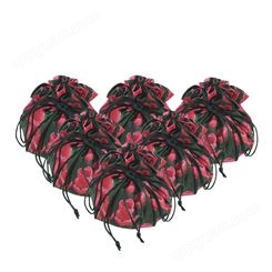抽绳色丁布袋 拉绳首饰珠宝礼品包装抽绳袋 红色印花束口锦囊袋