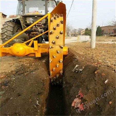 大圆盘开沟机 管道改造水泥路面开槽机 80公分深挖沟机
