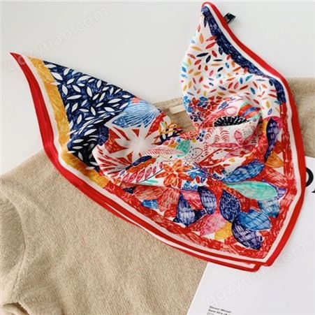 真丝丝巾 春夏季新款真丝小方巾 支持定制 和林服饰