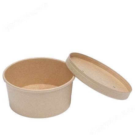 一次性牛皮纸汤桶    圆形纸碗   打包快餐盒外卖现货