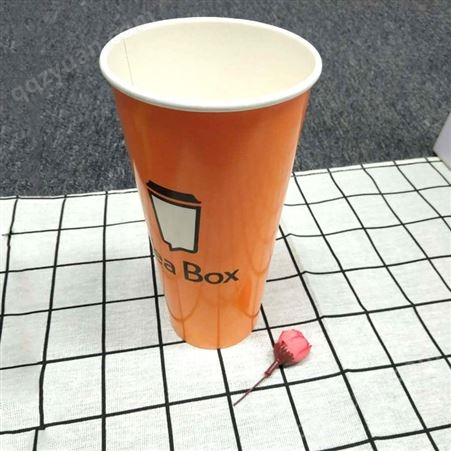 一次性纸杯定制 定制广告纸杯可印刷LOGO 奶茶饮料杯子22盎单层