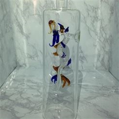 直管 彩龙玻璃酒瓶  吹制异形工艺酒瓶  个性龙造型  玻璃白酒瓶子  个性玻璃龙  泡参酒瓶