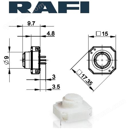 进口轻触开关厂家德国RAFI键盘开关型号RF 15 R