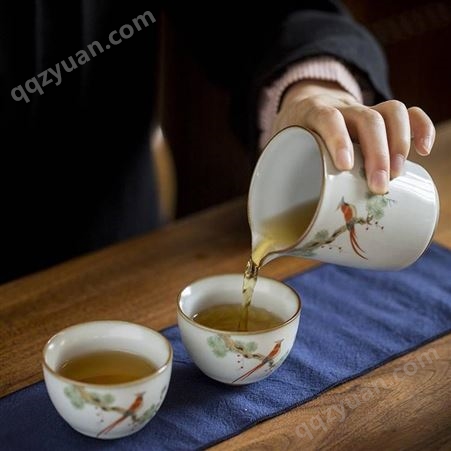 复古汝窑开片公道杯 手绘陶瓷家用泡茶分茶器 功夫茶公杯杯茶具定制