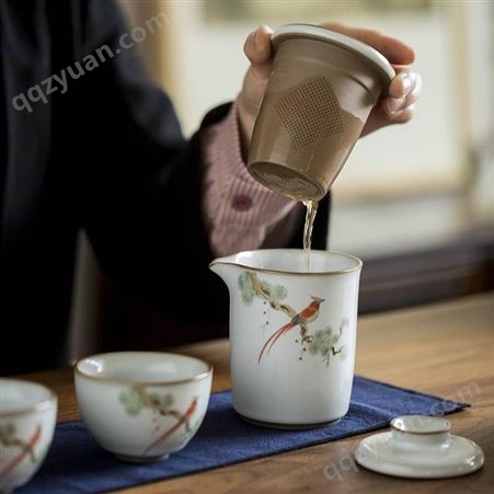 复古汝窑开片公道杯 手绘陶瓷家用泡茶分茶器 功夫茶公杯杯茶具定制