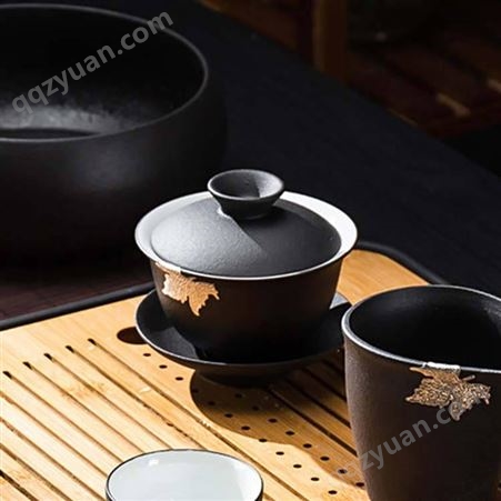 日式复古泡茶盖碗礼品 家用陶瓷盖碗 茶碗功夫茶具摆件