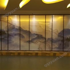 玻璃山水画定制样品 装饰屏风定制 广东中山玻璃厂 大气