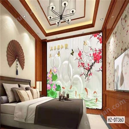 星与辰_中式3D数码印花纱_星级酒店餐厅定制中式布艺窗纱